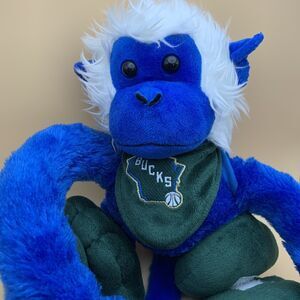 Milwaukee Bucks Plush Monkey Blue White Green Stuffed Animal Rally Wisconsin NBA